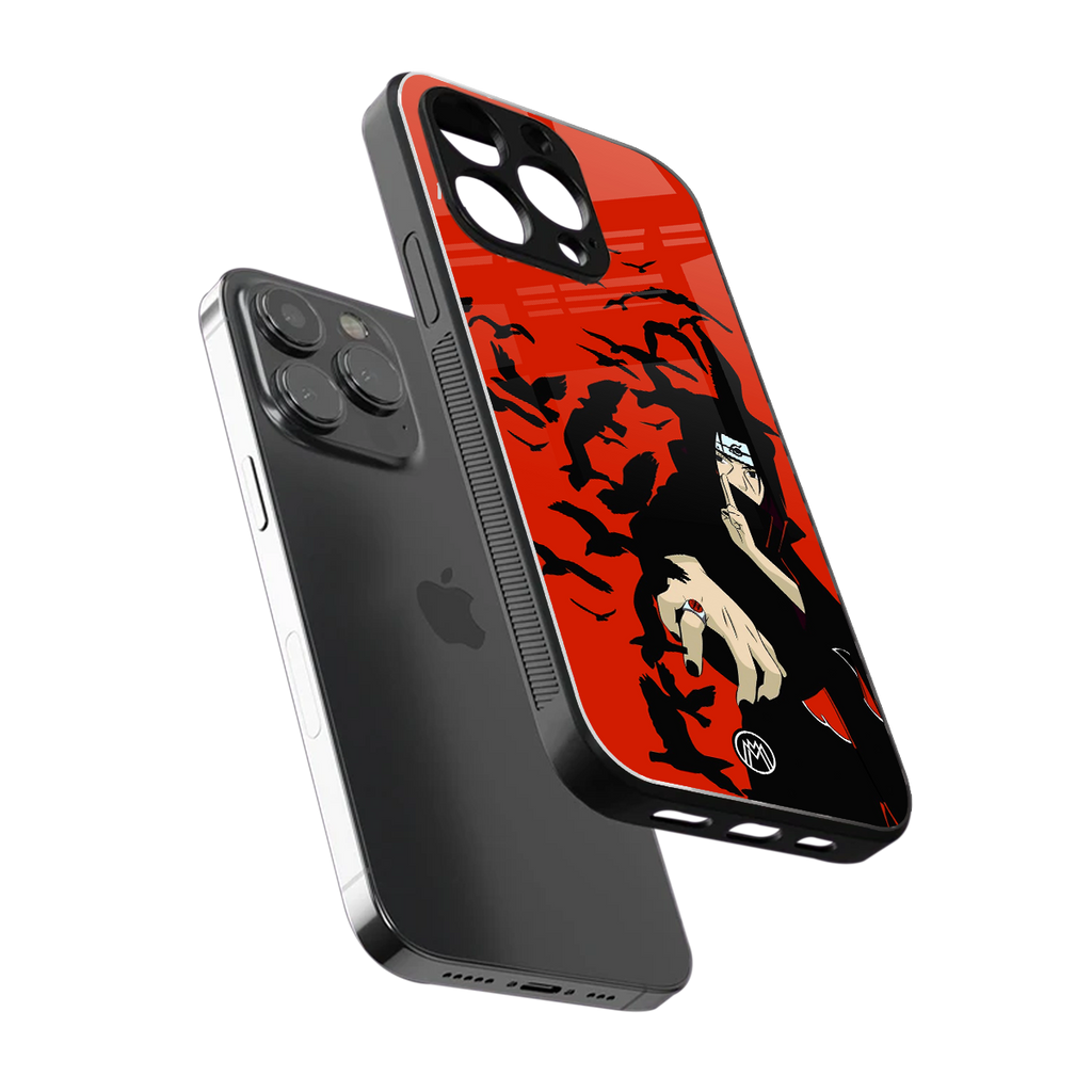 itachi uchiha red back phone cover | glass case for iphone 14 pro max