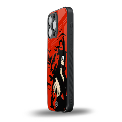 itachi uchiha red back phone cover | glass case for iphone 14 pro max