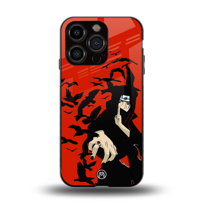 itachi uchiha red back phone cover | glass case for iphone 15 pro