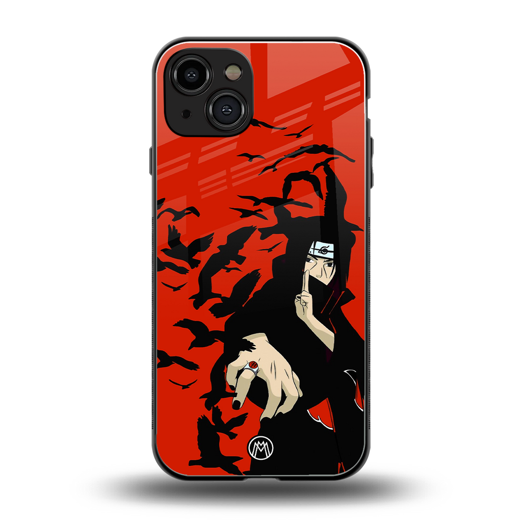 itachi uchiha red back phone cover | glass case for iphone 15