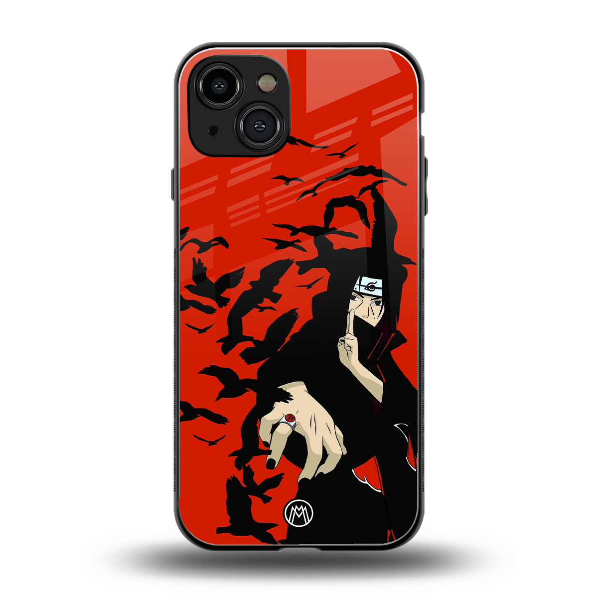 itachi uchiha red back phone cover | glass case for iphone 15