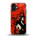 itachi uchiha red back phone cover | glass case for iphone 16 plus