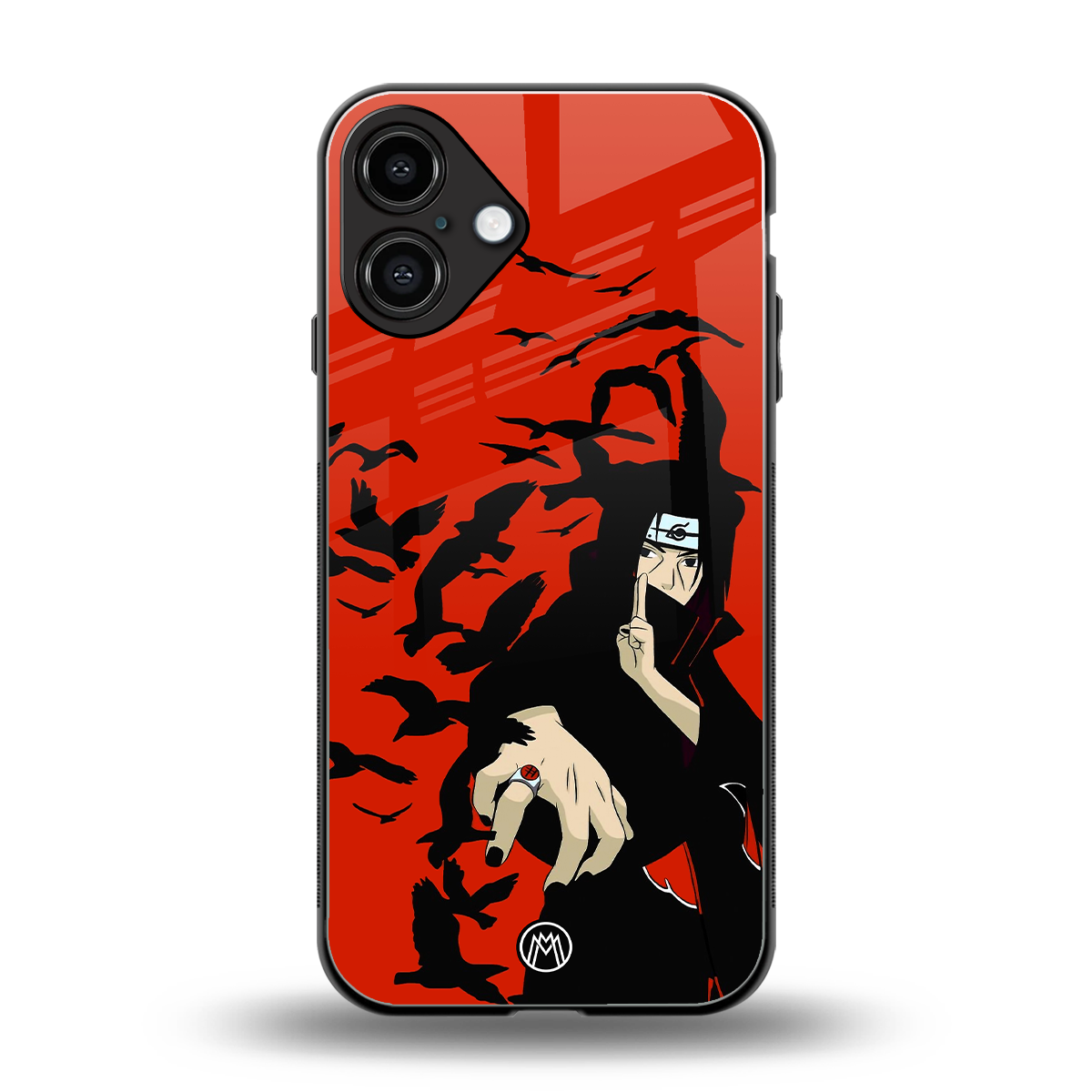 itachi uchiha red back phone cover | glass case for iphone 16 plus