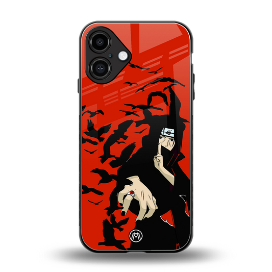 itachi uchiha red back phone cover | glass case for iphone 16 plus