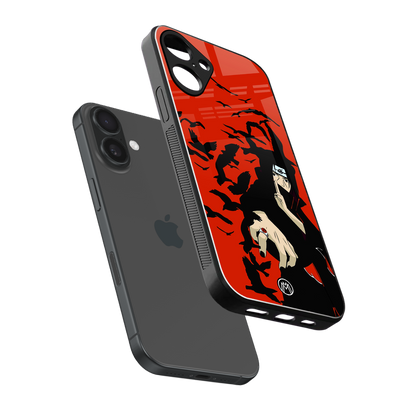 itachi uchiha red back phone cover | glass case for iphone 16 plus