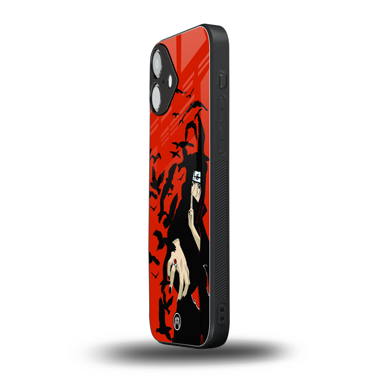 itachi uchiha red back phone cover | glass case for iphone 16 plus