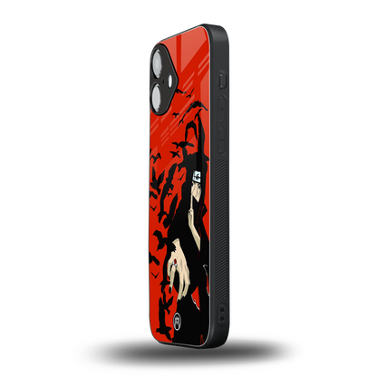 itachi uchiha red back phone cover | glass case for iphone 16 plus