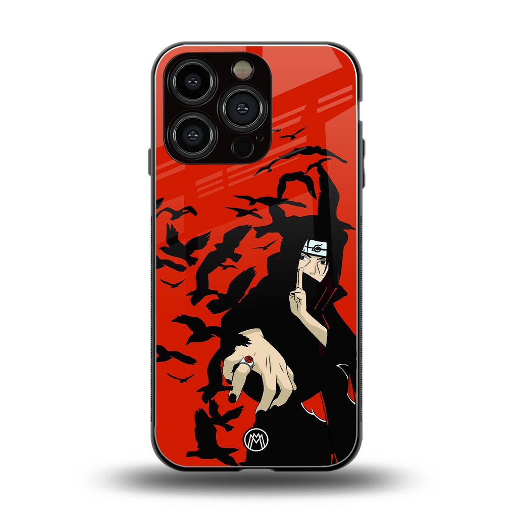 itachi uchiha red back phone cover | glass case for iphone 16 pro