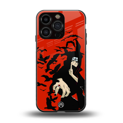 itachi uchiha red back phone cover | glass case for iphone 16 pro