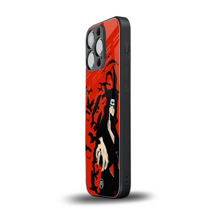 itachi uchiha red back phone cover | glass case for iphone 16 pro