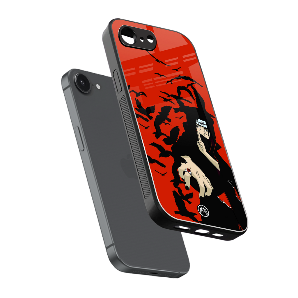 itachi uchiha red back phone cover | glass case for iphone 16e