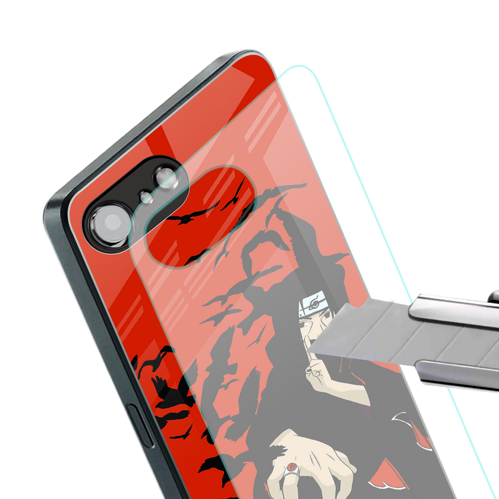 itachi uchiha red back phone cover | glass case for iphone 16e