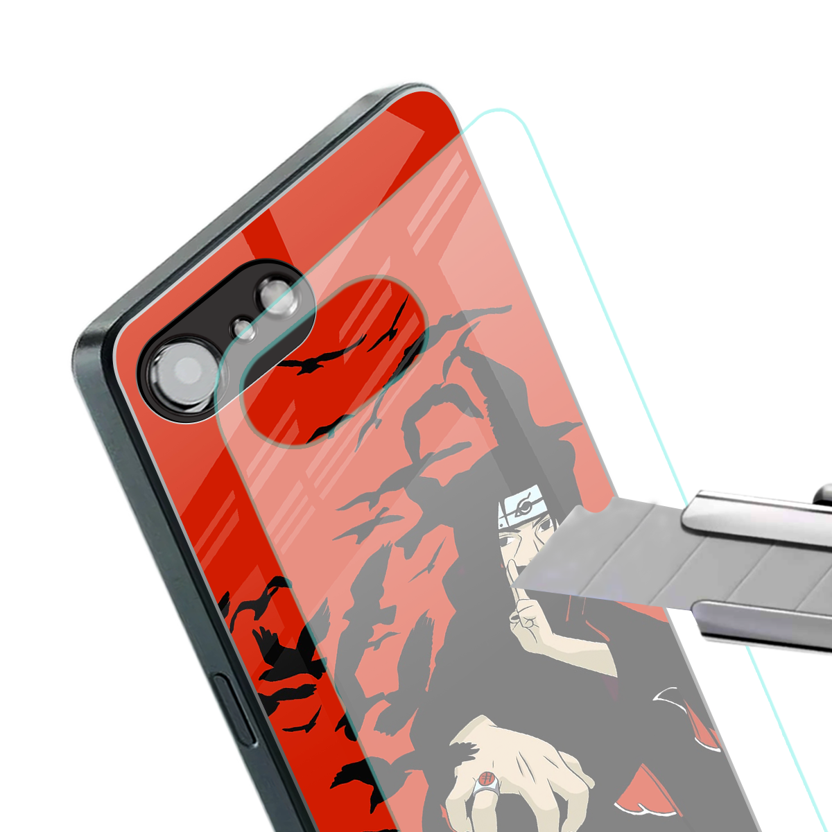 itachi uchiha red back phone cover | glass case for iphone 16e