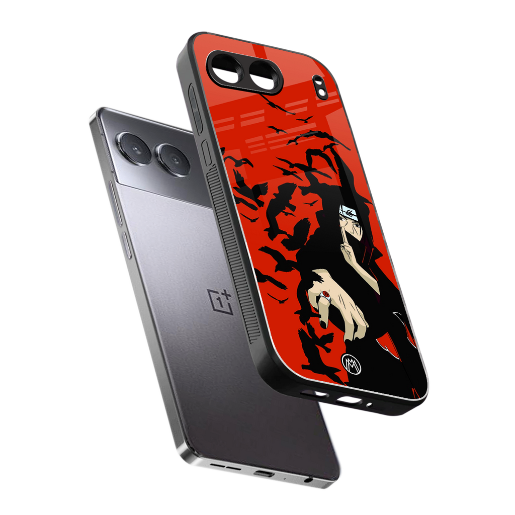 itachi uchiha red back phone cover | glass case for oneplus nord 4