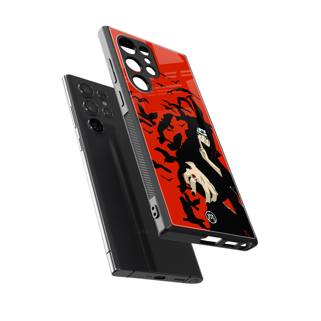 itachi uchiha red back phone cover | glass case for samsung galaxy s23 ultra