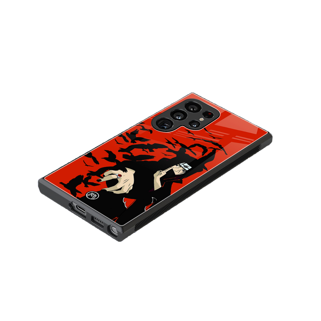 itachi uchiha red back phone cover | glass case for samsung galaxy s23 ultra