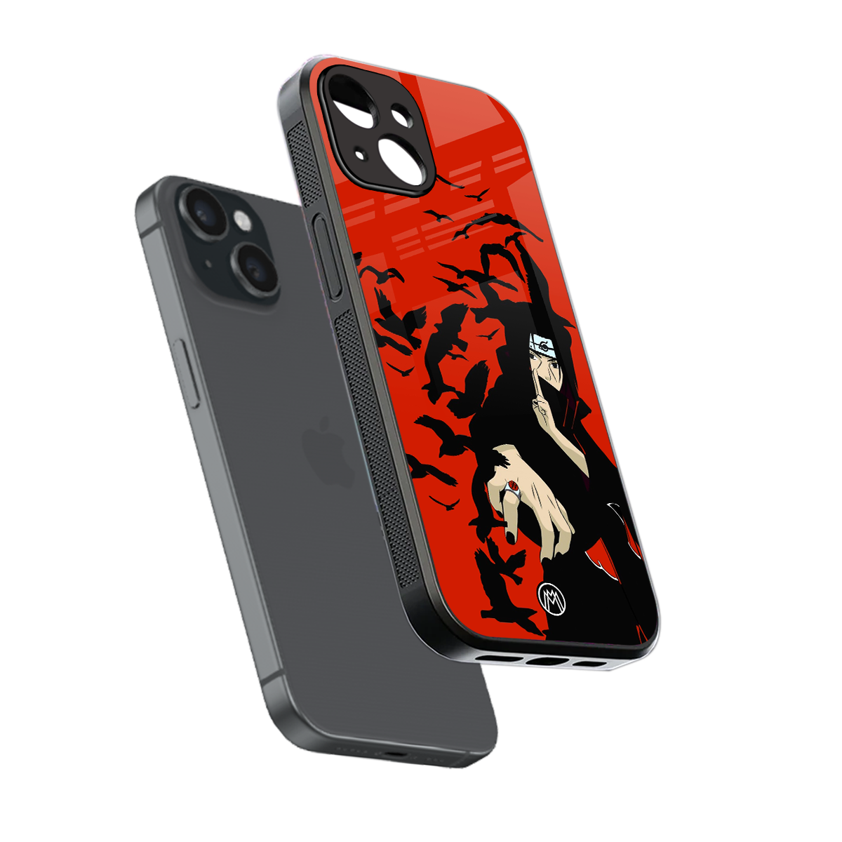 itachi uchiha red back phone cover | glass case for iphone 15