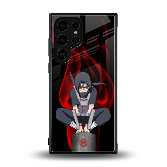 itachi uchiha back phone cover | glass case for samsung galaxy s24 ultra