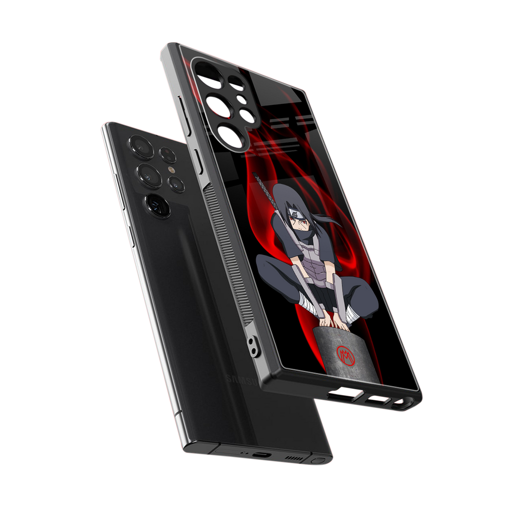 itachi uchiha back phone cover | glass case for samsung galaxy s23 ultra