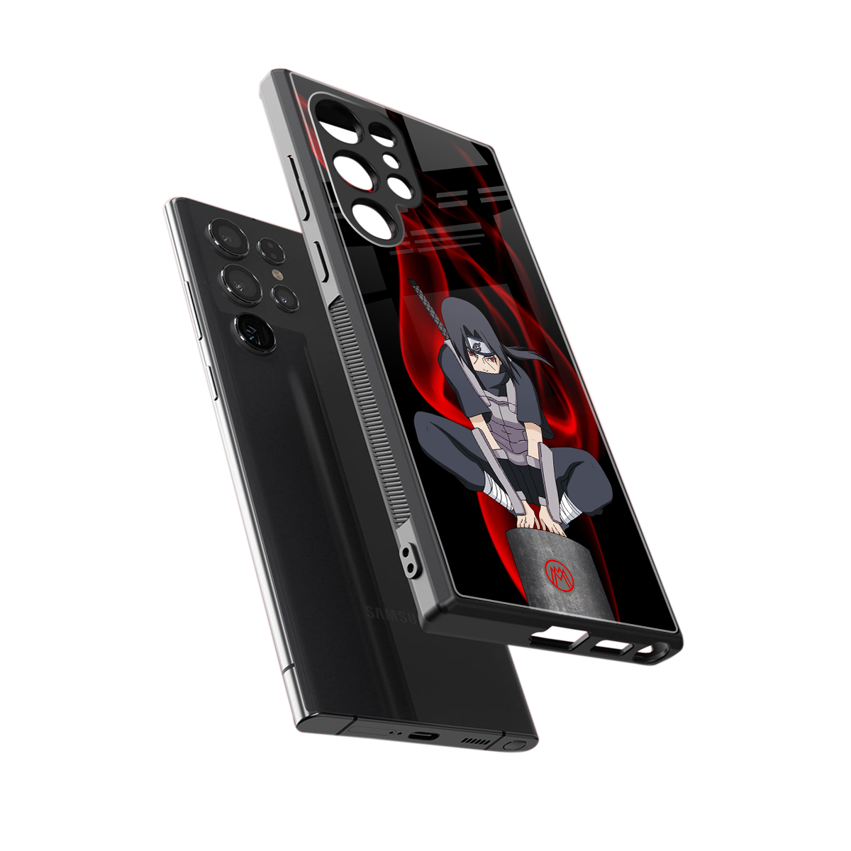 itachi uchiha back phone cover | glass case for samsung galaxy s23 ultra