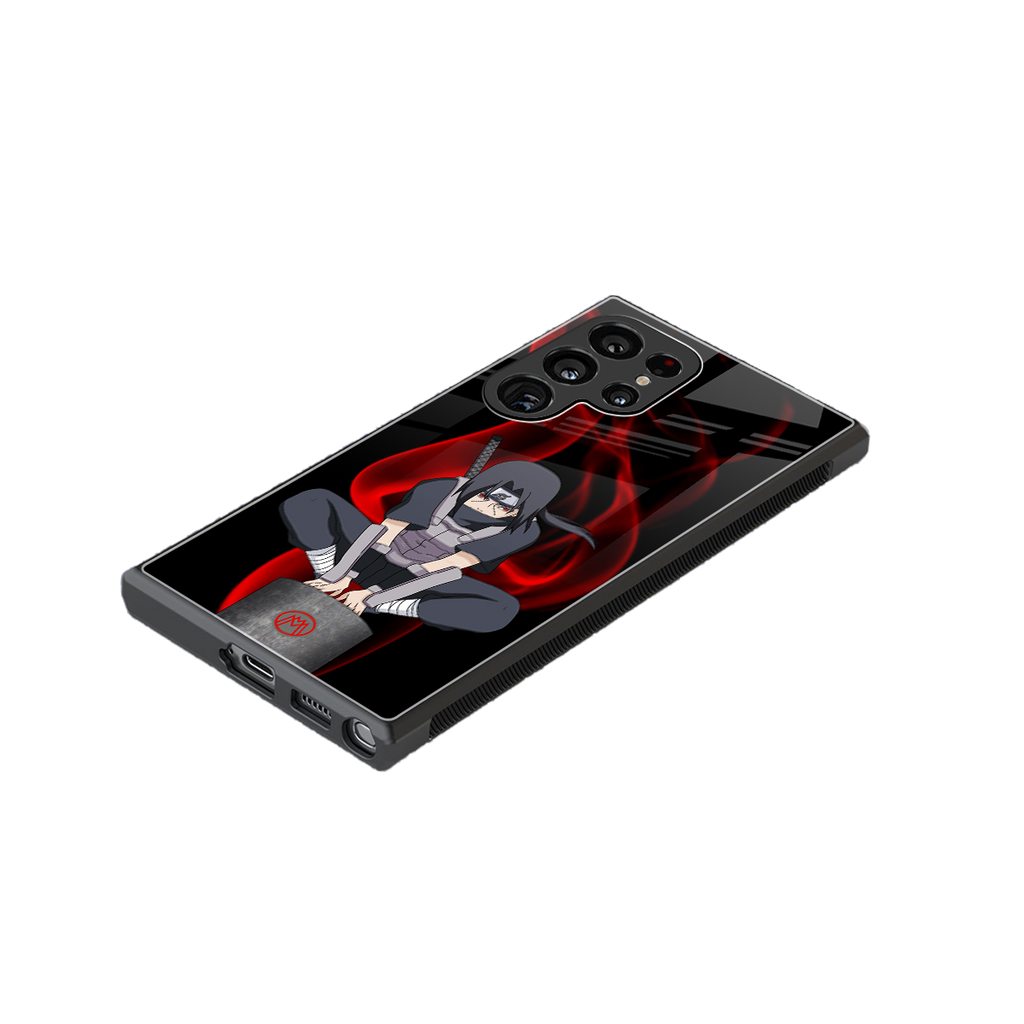 itachi uchiha back phone cover | glass case for samsung galaxy s23 ultra