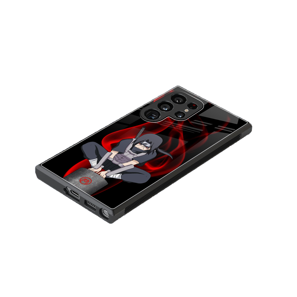 itachi uchiha back phone cover | glass case for samsung galaxy s23 ultra