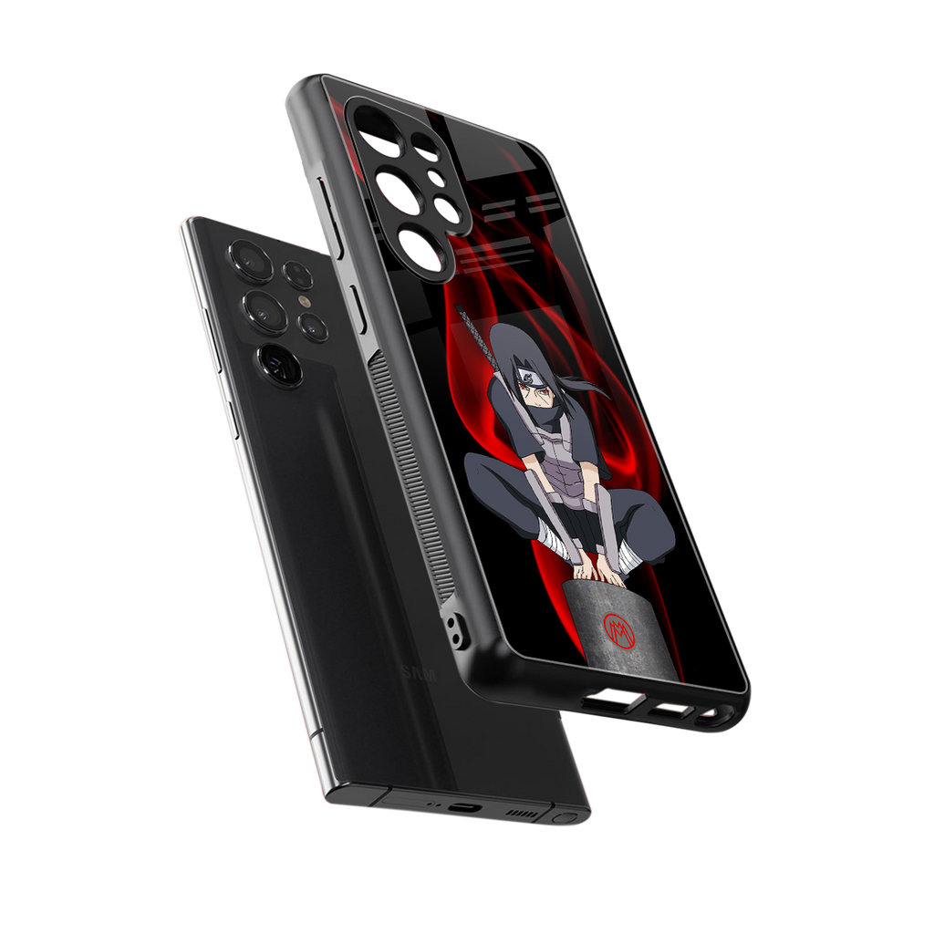itachi uchiha back phone cover | glass case for samsung galaxy s25 ultra
