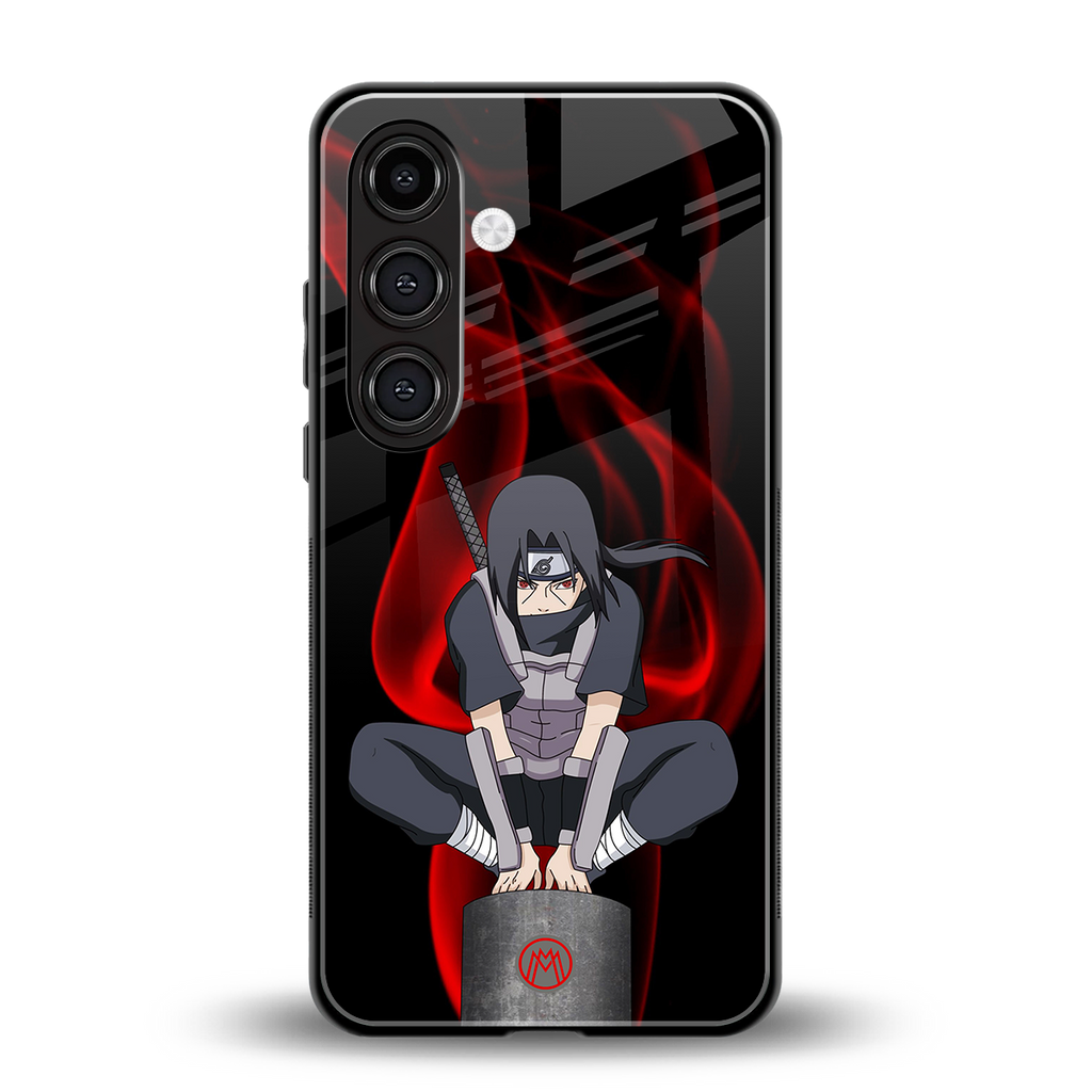 itachi uchiha back phone cover | glass case for samsung galaxy s24 fe