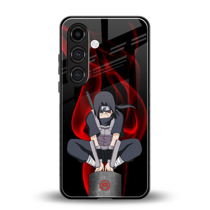 itachi uchiha back phone cover | glass case for samsung galaxy s24 fe