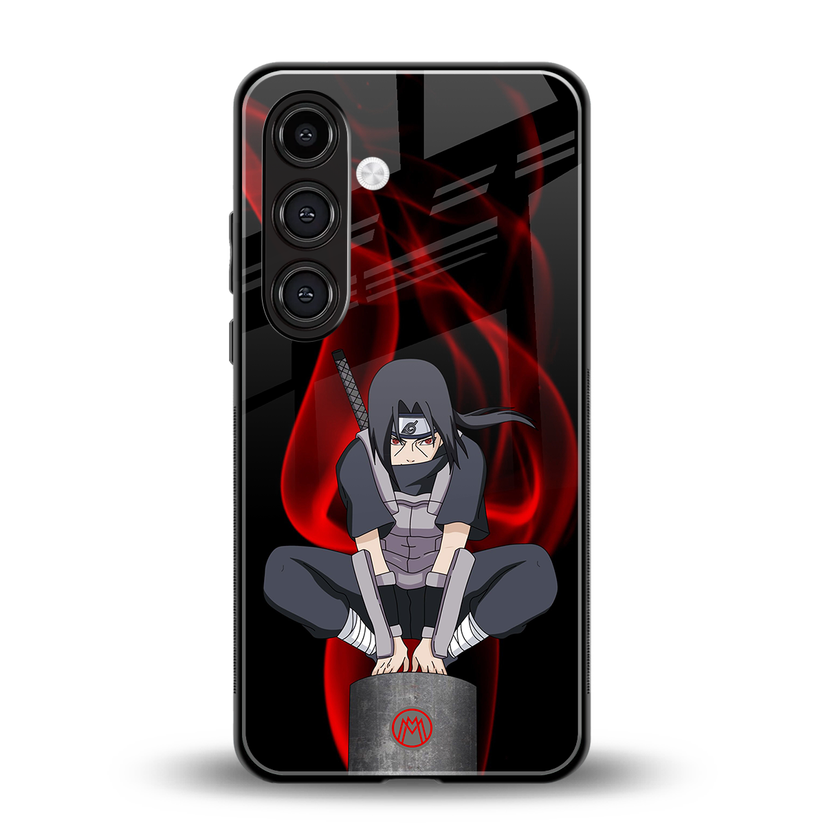 itachi uchiha back phone cover | glass case for samsung galaxy s24 plus