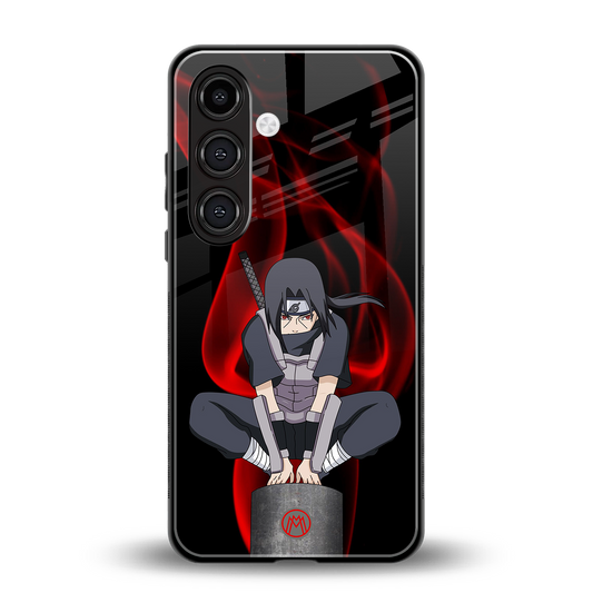 itachi uchiha back phone cover | glass case for samsung galaxy s24 plus