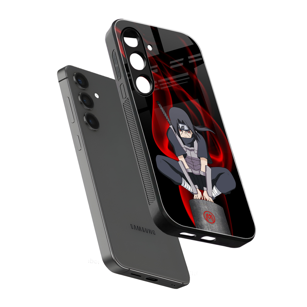 itachi uchiha back phone cover | glass case for samsung galaxy s24