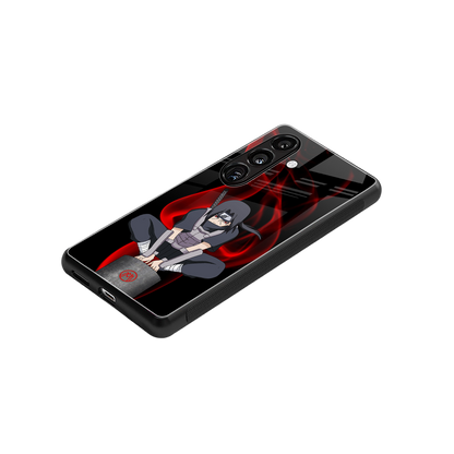 itachi uchiha back phone cover | glass case for samsung galaxy s24 plus