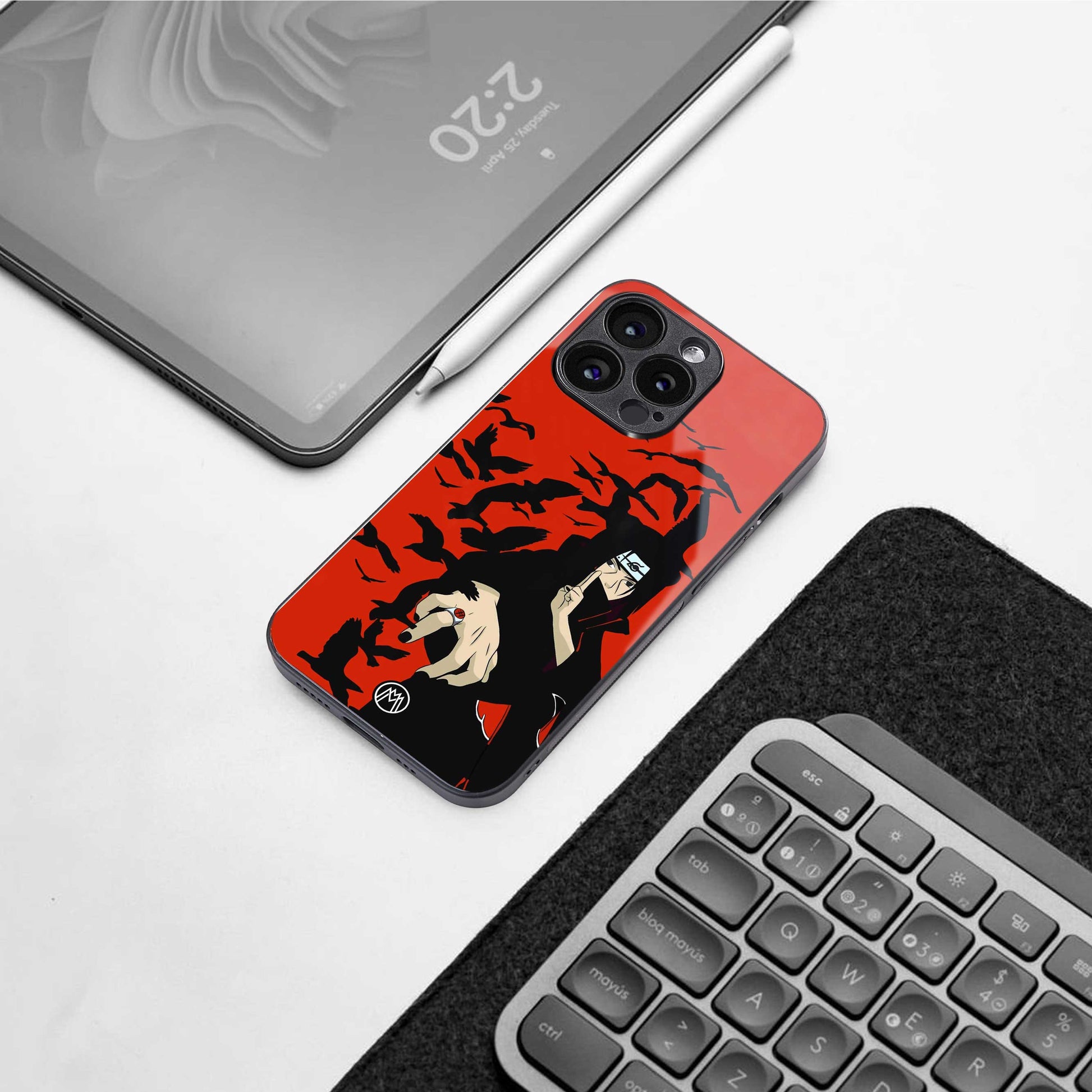 itachi uchiha red back phone cover | glass case for iphone 13 pro max