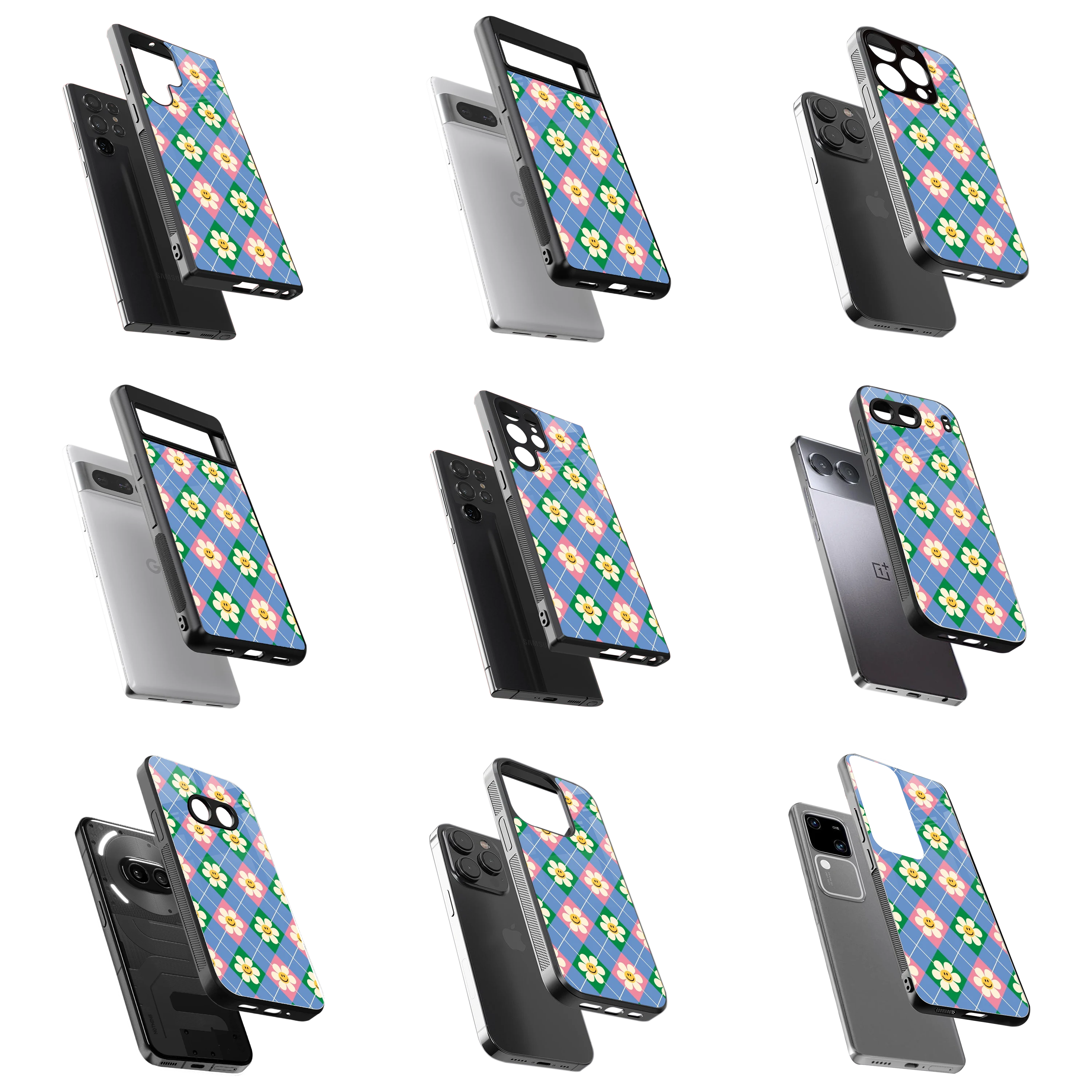 Durable Glass Back Mobile Case for iPhone, Samsung, OnePlus, Google Pixel, Redmi, Vivo, Oppo