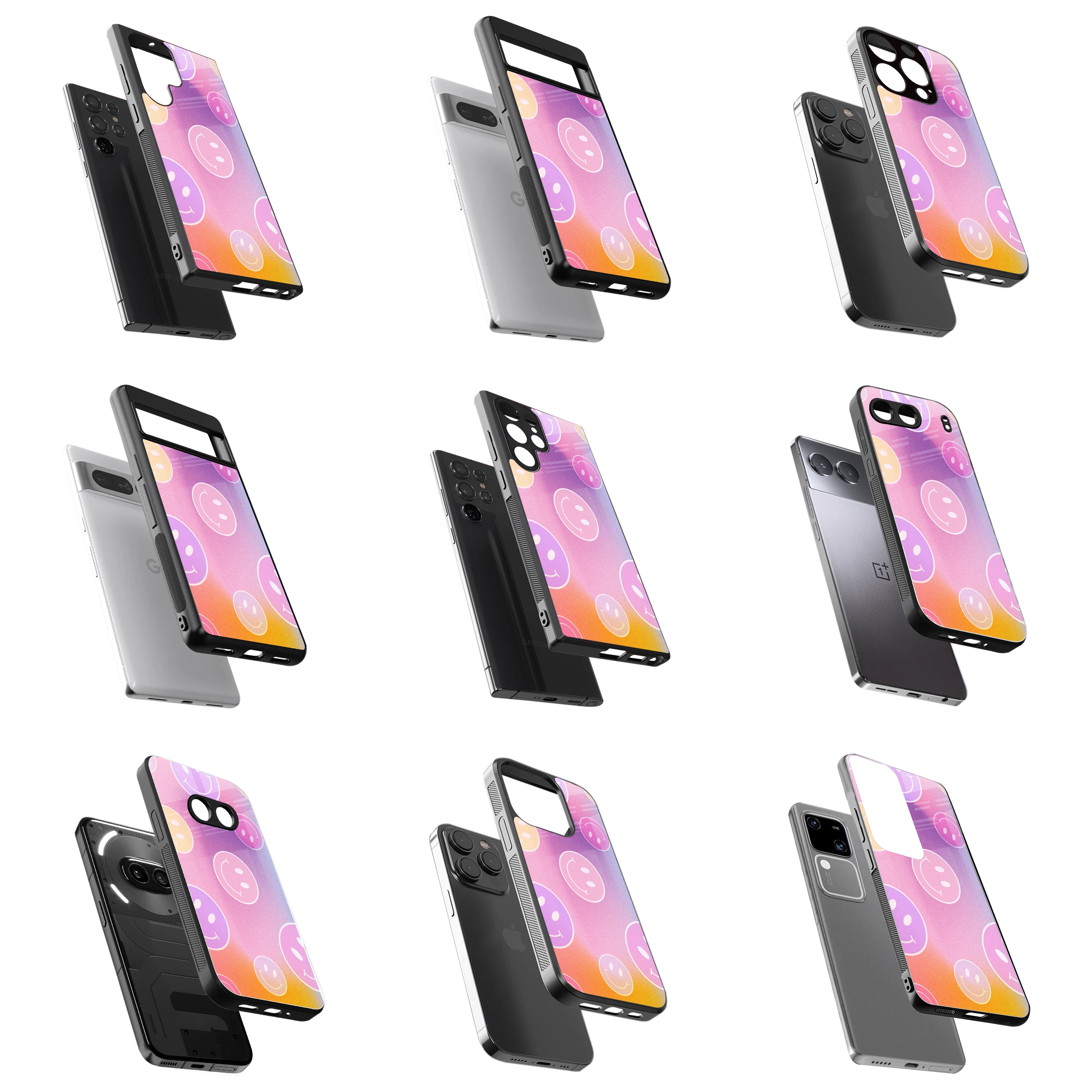 Durable Glass Back Mobile Case for iPhone, Samsung, OnePlus, Google Pixel, Redmi, Vivo, Oppo