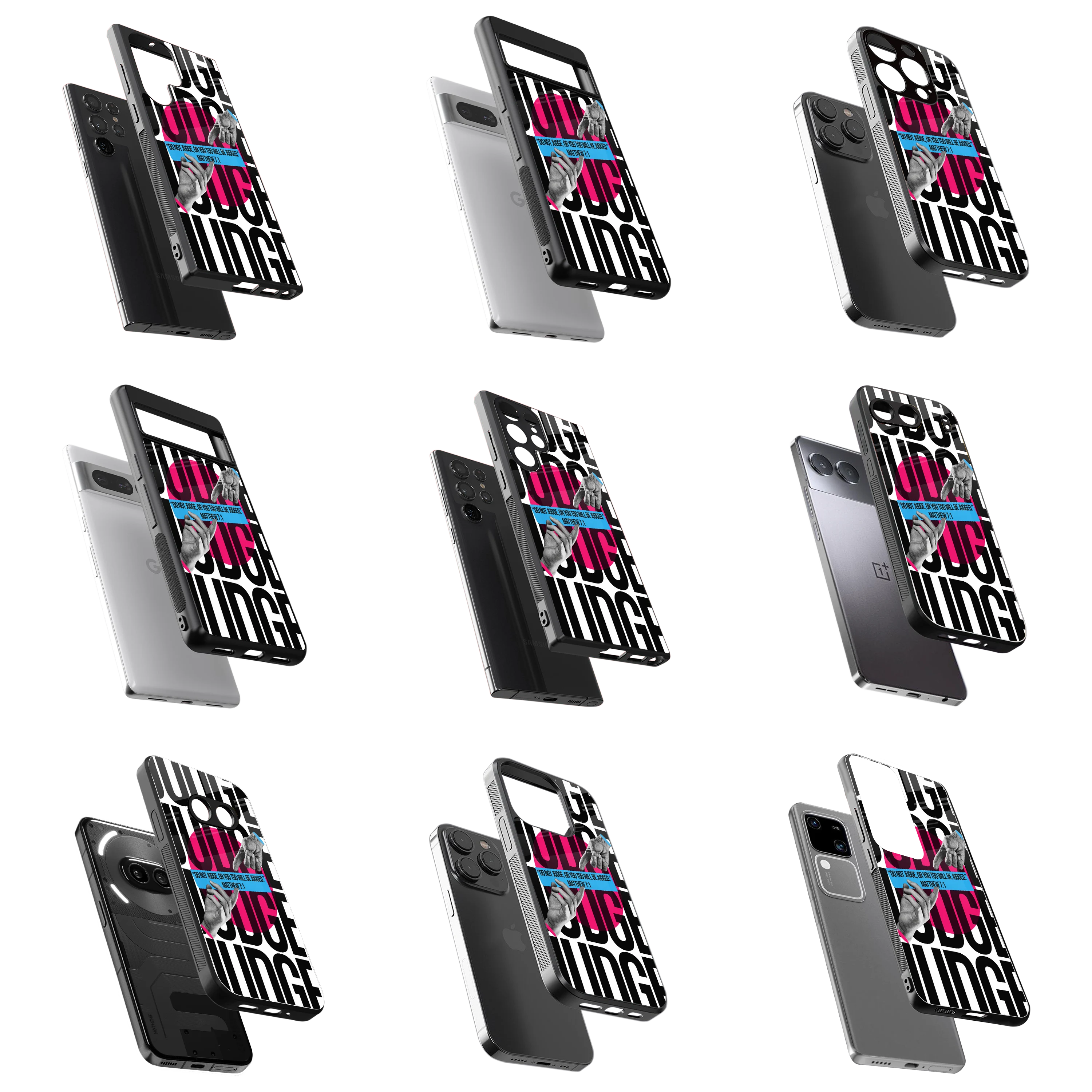 Durable Glass Back Mobile Case for iPhone, Samsung, OnePlus, Google Pixel, Redmi, Vivo, Oppo