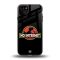 jurassic park no internet back phone cover | glass case for iphone 15 plus
