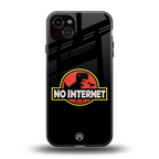 jurassic park no internet back phone cover | glass case for iphone 15 plus