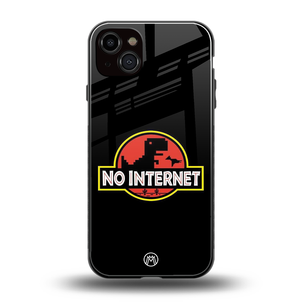 jurassic park no internet back phone cover | glass case for iphone 15 plus