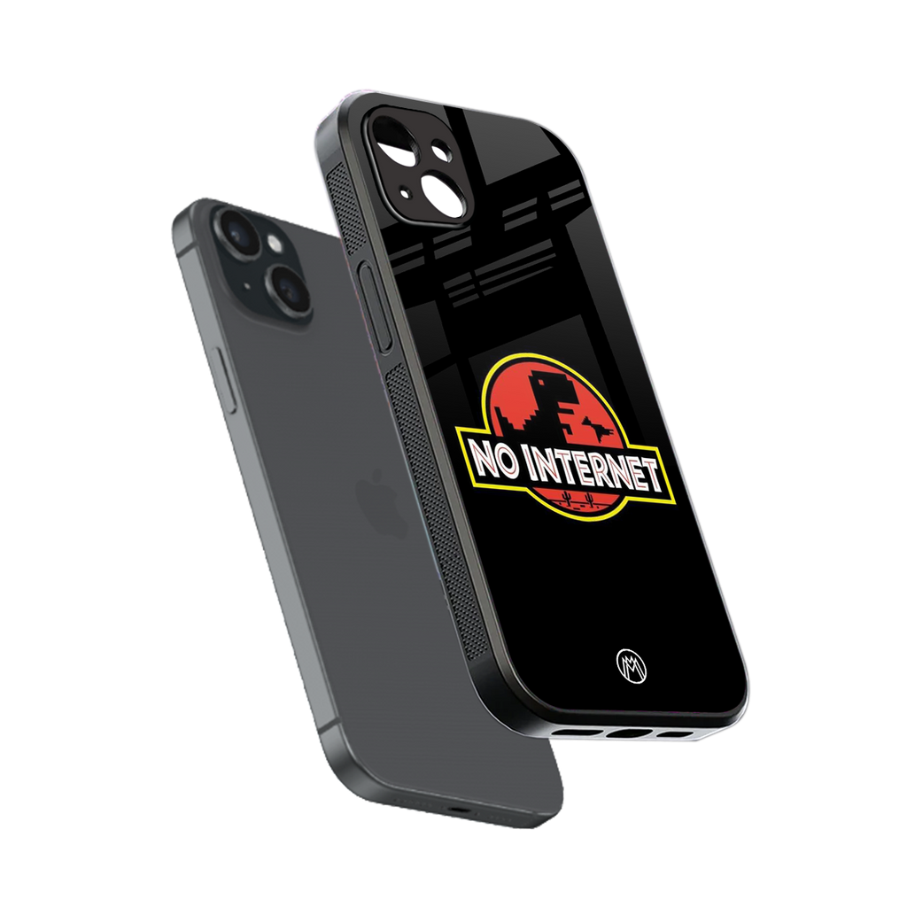 jurassic park no internet back phone cover | glass case for iphone 15 plus
