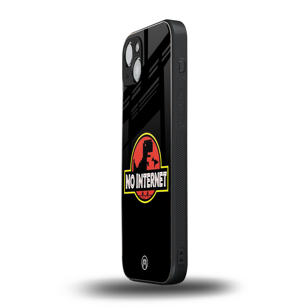 jurassic park no internet back phone cover | glass case for iphone 15 plus