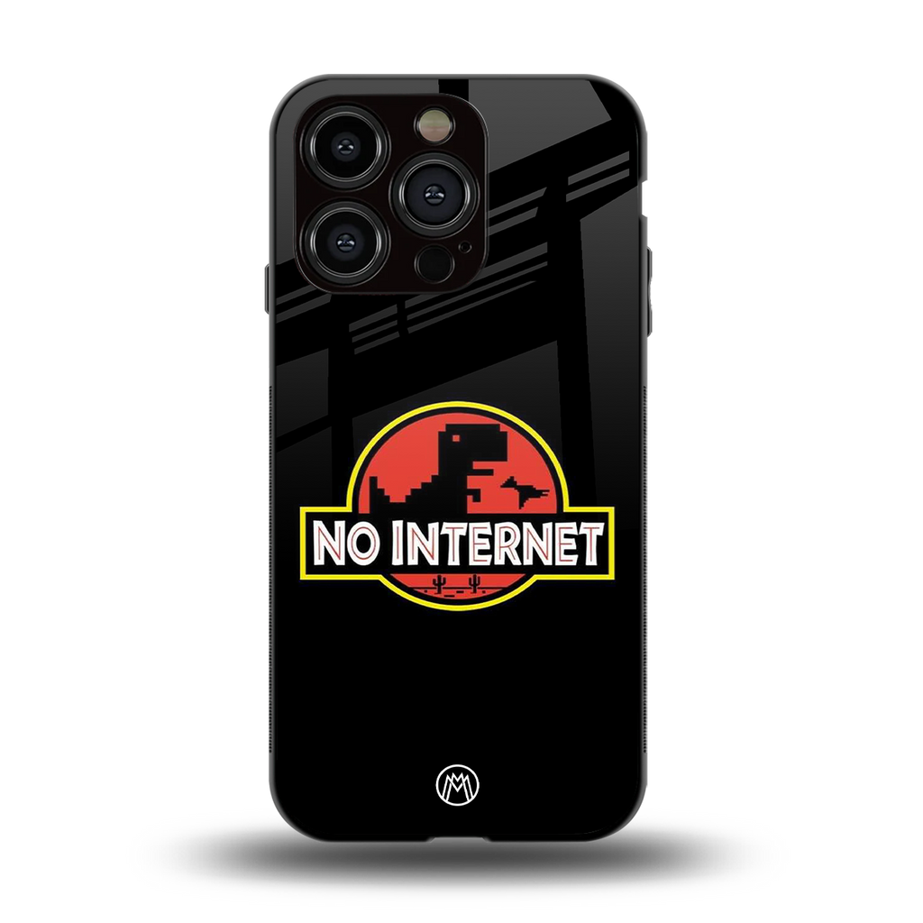 jurassic park no internet back phone cover | glass case for iphone 15 pro