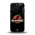 jurassic park no internet back phone cover | glass case for iphone 15 pro
