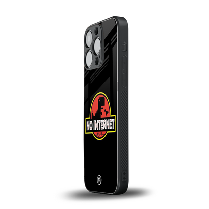 jurassic park no internet back phone cover | glass case for iphone 15 pro