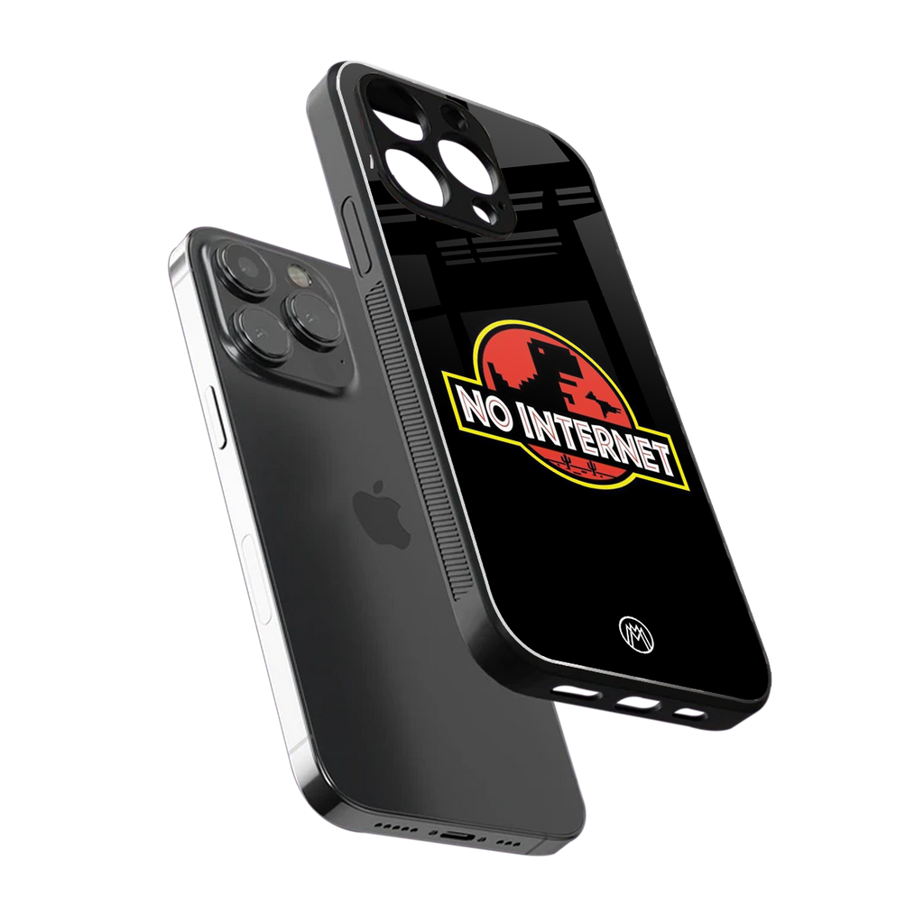 jurassic park no internet back phone cover | glass case for iphone 15 pro