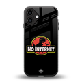 jurassic park no internet back phone cover | glass case for iphone 16 plus