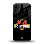 jurassic park no internet back phone cover | glass case for iphone 16 plus