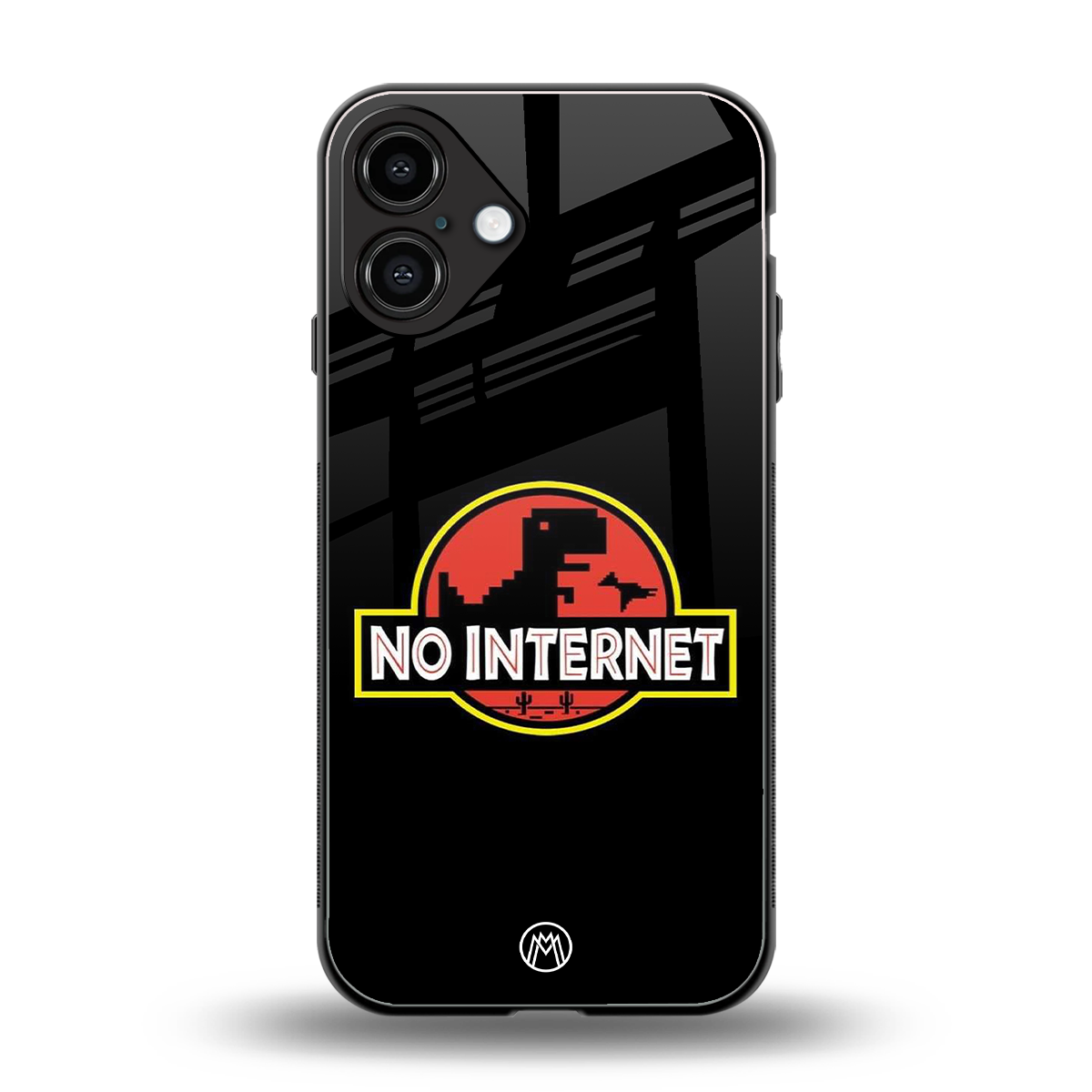 jurassic park no internet back phone cover | glass case for iphone 16 plus