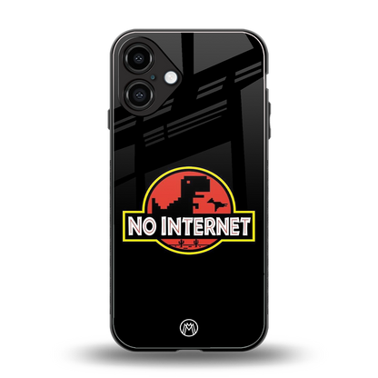 jurassic park no internet back phone cover | glass case for iphone 16 plus